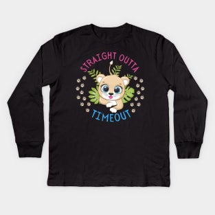 Straight Outta Timeout Cute and Smart Cookie Sweet little tiger in a hat cute baby outfit Kids Long Sleeve T-Shirt